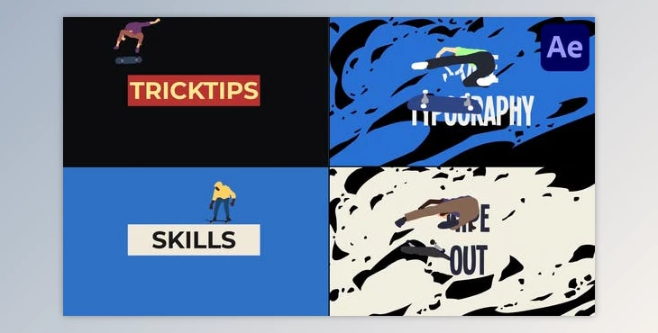 Download Skateboarding Typography Scenes for After Effects (Videohive 53435837) - AE Project