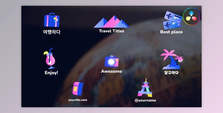 Download Travel Icons And Titles for DaVinci Resolve (Videohive 52743114)