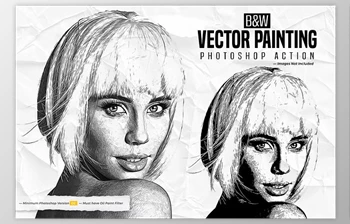 Download B&W Vector Painting <span class='badge badge-warning'>Photoshop</span> Action - 156303669