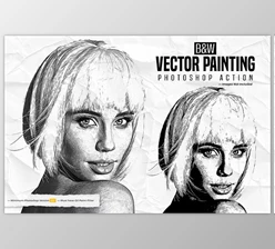 Download B&W Vector Painting Photoshop Action - 156303669