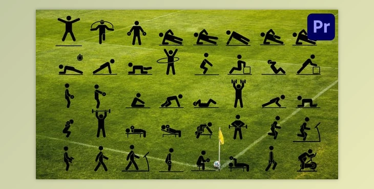 Download 40 Animated Fitness Pictograms | Premiere Pro MOGRT (Videohive 46757700)