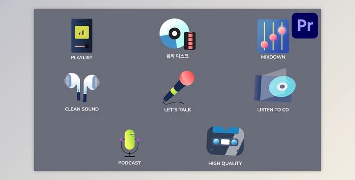 Download Music And Podcast Icons And Titles for Premiere Pro (Videohive 53688664)