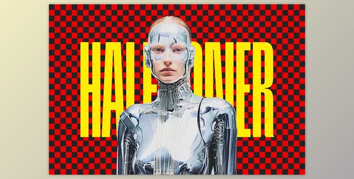 Download Checkered Halftone Photo Effect - 280949416