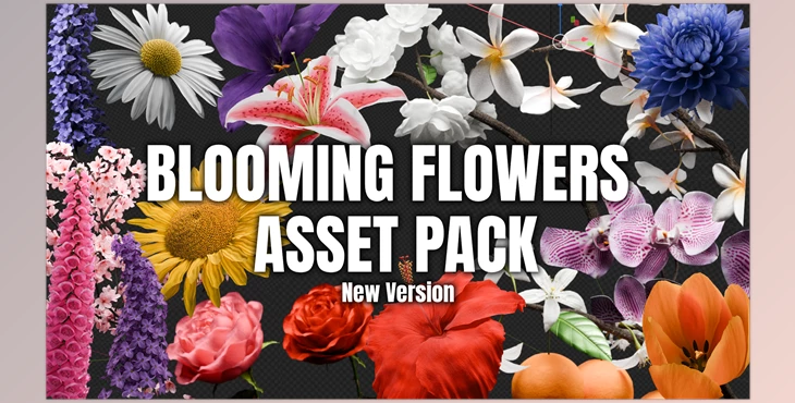 Download blendermarket – Blooming Flowers – Geo Nodes Curve Asset Pack