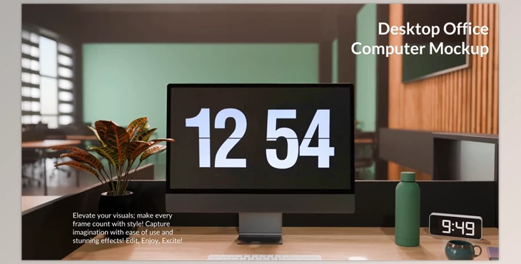 Download Videohive - Desktop Office Computer Mockup for DaVinci Resolve - 53982072