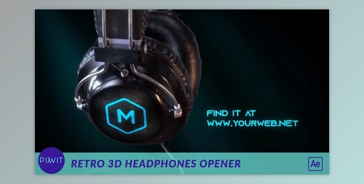 Download Retro 3d Headphones Podcast Intro (Videohive 54573788) - AE Project