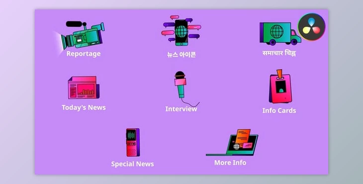 Download News Icons And Titles for DaVinci Resolve (VH 54217469)