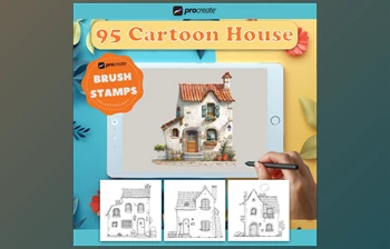 Download Cartoon <span class='badge badge-warning'>House</span>, 95 Procreate Stamps