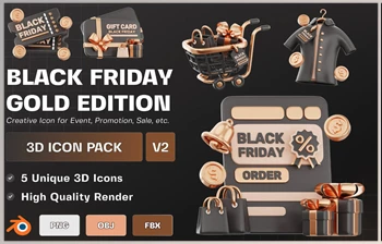 Download Black Friday Gold Edition <span class='badge badge-warning'>3D</span> Illustration Pack V2 FGQN5HA