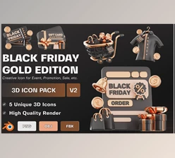 Download Black Friday Gold Edition 3D Illustration Pack V2 FGQN5HA