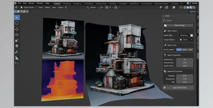 Blender - Download Zform - Convert Depth Maps And Images To 3D Mesh v2.4.3