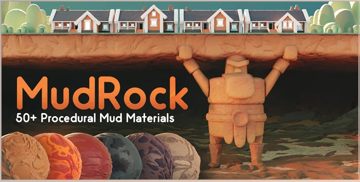 Download Blender Market - Mudrock v2.0 - 50+ Procedural Mud Materials