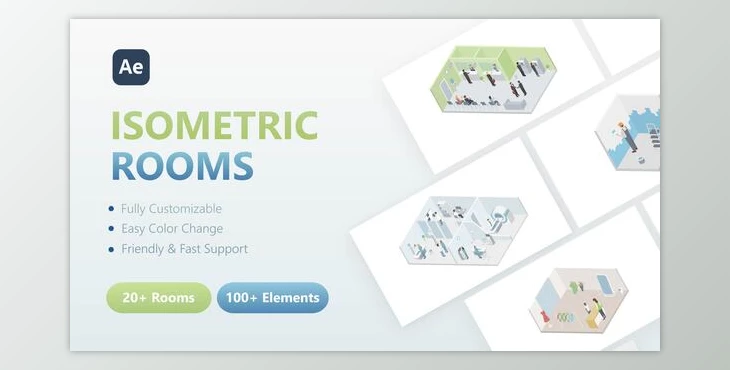 Download 3D Isometric Rooms (Videohive 52954625) - AE Project