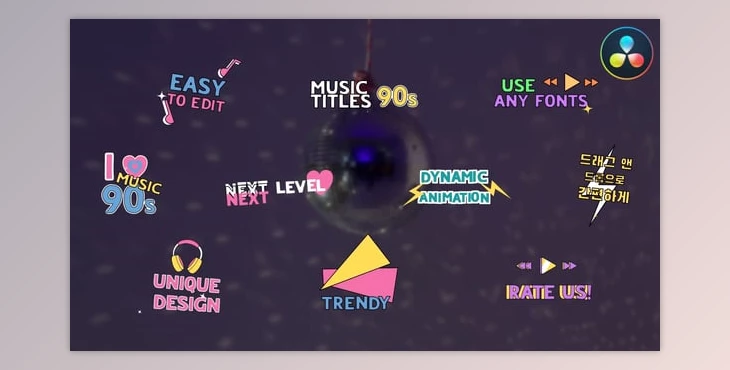 Download 90's Music Titles Davinci Resolve (Videohive 54411589)