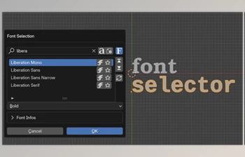 Download <span class='badge badge-warning'>Font</span> selector v3.0.2 for Blender