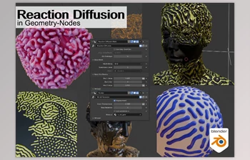 Download Gumroad - Reaction Diffusion (<span class='badge badge-warning'>Blender</span> Geometry-Nodes)