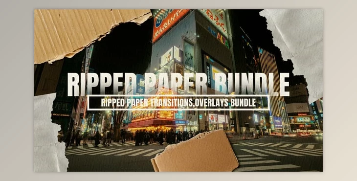 Download Ripped Paper Transitions & Overlays Bundle (Videohive 57201221)