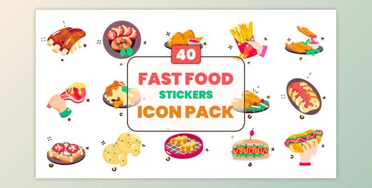 Download Fast Food Stickers Icon Pack (Videohive 57221507)