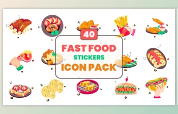 Download Fast Food Stickers Icon <span class='badge badge-warning'>Pack</span> (<span class='badge badge-warning'>Videohive</span> 57221507)