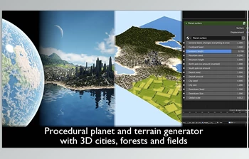 Blender Market - Download Procedural Planet And Terrain Generator With <span class='badge badge-warning'>3D</span> Cities, Forests And Fields