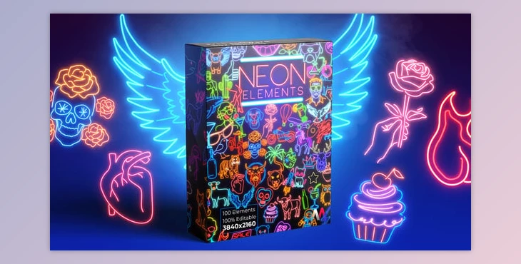 Download 100 Neon Elements | V2 (Videohive 47613425)