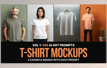 Download 369 Midjourney Prompts for T-Shirt <span class='badge badge-warning'>Mockups</span>