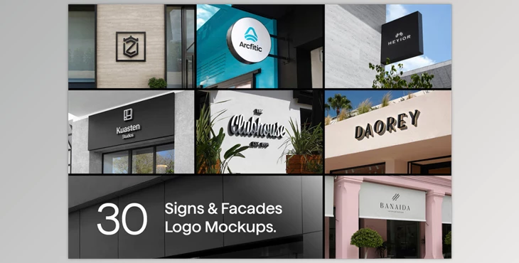 Asylab - Download 30 Signs & Facade Logo Mockups - V4