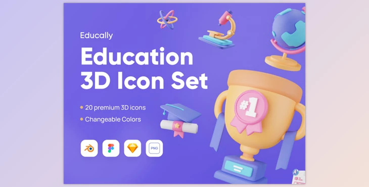 UI8- Download Educally - Education 3D Icon Set