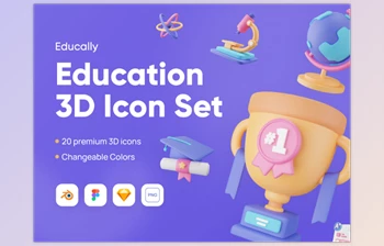 <span class='badge badge-warning'>UI8</span>- Download Educally - Education <span class='badge badge-warning'>3D</span> Icon Set