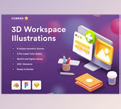 Ui8 - Download Cubbies: 3D Workspace Illustrations
