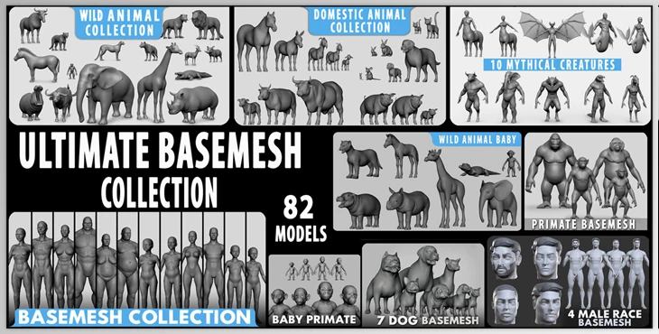 Blender - Download Ultimate Basemesh Collection - Topology + Uv Map