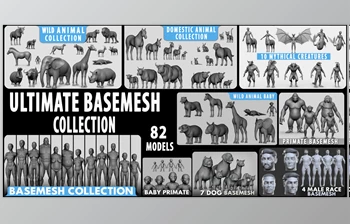 <span class='badge badge-warning'>Blender</span> - Download Ultimate Basemesh Collection - Topology + Uv Map