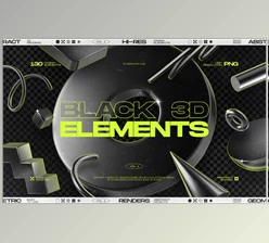 Artstation - Download 130 Black 3D Elements Collection Vol.1