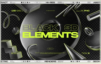 Artstation - Download 130 Black <span class='badge badge-warning'>3D</span> Elements Collection Vol.1