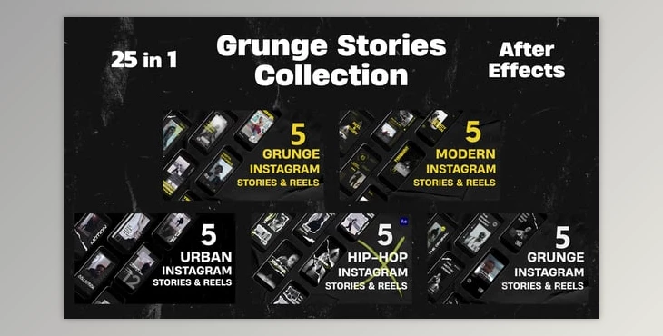 Download Grunge Instagram Stories Collection 25in1 (Videohive 57843692) - AE Project