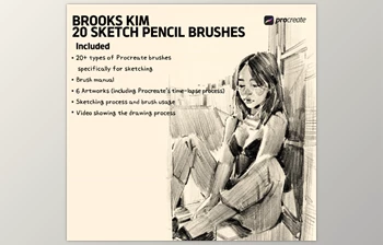 Gumroad - Download brookskim - 20 Sketch <span class='badge badge-warning'>Pencil</span> Brushes For Procreate