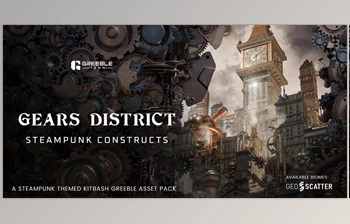 <span class='badge badge-warning'>Blender</span> - Download Gears District - Steampunk Constructs Kitbash Buildings