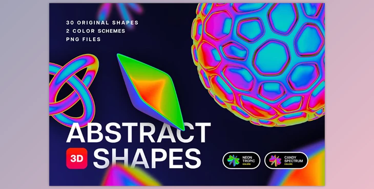 Download Iridiscent Abstract 3D Objects (Creative Market 291459281)