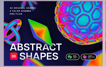Download Iridiscent Abstract <span class='badge badge-warning'>3D</span> Objects (Creative Market 291459281)