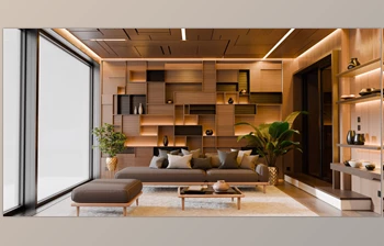 <span class='badge badge-warning'>Blender</span> - Download Modern Abstract Wooden Living Room