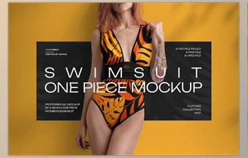 Download Mockup of a One <span class='badge badge-warning'>Piece</span> Women Swimsuit (Creative Market 291253888)