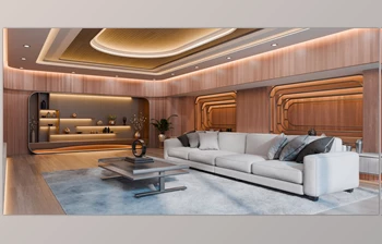 <span class='badge badge-warning'>Blender</span> - Download Modern Curved Wooden Living Room