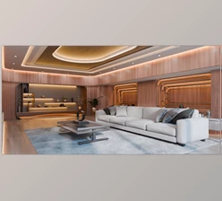 Blender - Download Modern Curved Wooden Living Room