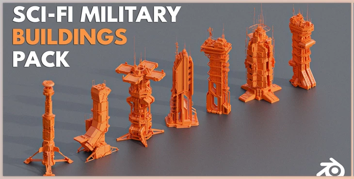Blender - Download Sci-Fi Futuristic Military Buildings Pack