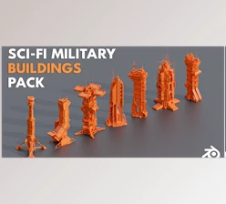 Blender - Download Sci-Fi Futuristic Military Buildings Pack