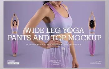 Download Mockup <span class='badge badge-warning'>Wide</span> Leg Pants and Top vol.02 (Creative Market 291507415)
