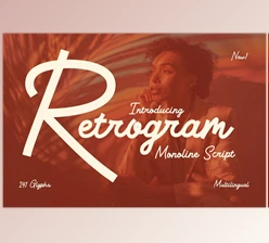Download Retrogram - Vintage Monoline Script (Creative Market 291554969)