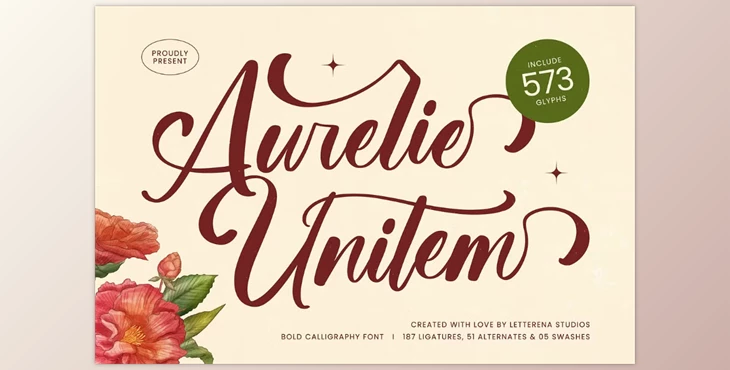 Download Aurelie Unitem Bold Calligraphy Font (Creative Market 291557402)