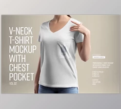 Download Mockup Woman V-Neck T-Shirt. vol.02 (Creative Market 291430926)