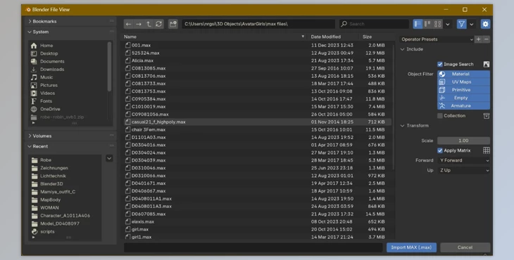  Import Autodesk MAX For Blender